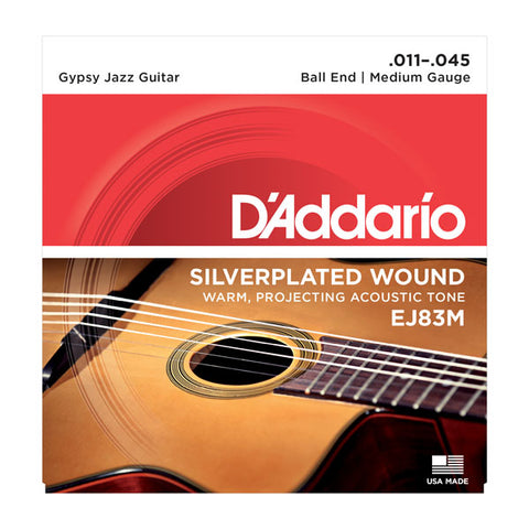 D'Addario - EJ83M - Gypsy Jazz Acoustic Guitar Strings, Ball End, Medium, 11-45