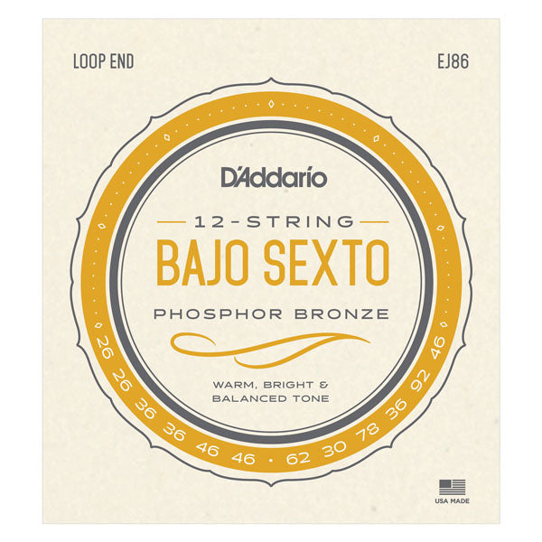 D'Addario - Bajo Sexto Strings  - Loop End - 12 Strings - EJ86
