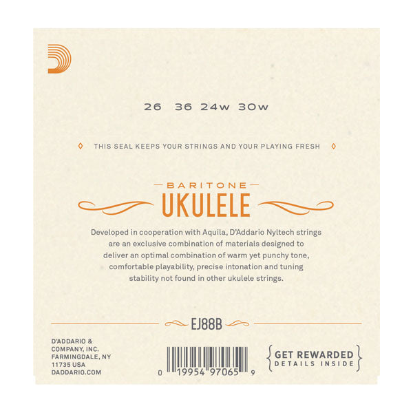 D'Addario - Ukulele - Nyltech Baritone Strings - EJ88B