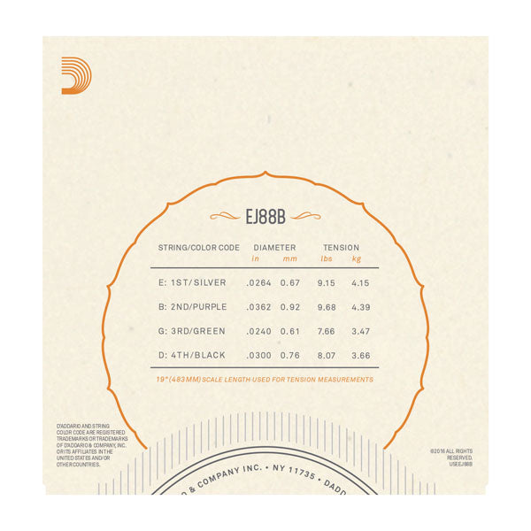 D'Addario - Ukulele - Nyltech Baritone Strings - EJ88B