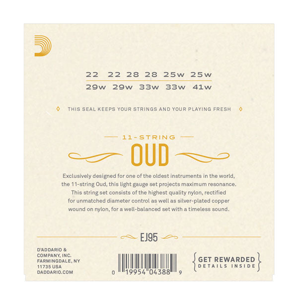 D'Addario - OUD Strings  - Tie End - 11 Strings - EJ95