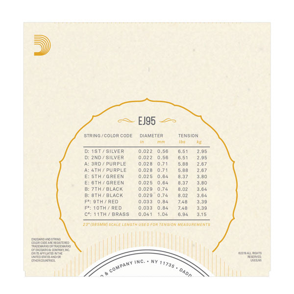 D'Addario - OUD Strings  - Tie End - 11 Strings - EJ95