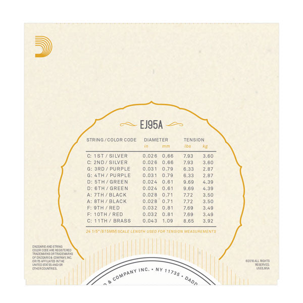 D'Addario - Arabic OUD Strings  - Tie End - 11 Strings - EJ95A