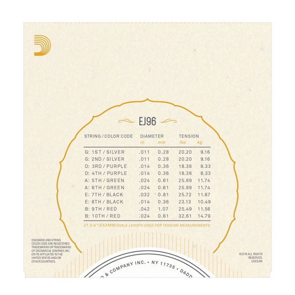 D'Addario - Cuatro Strings  - Ball End - 10 Strings - EJ96