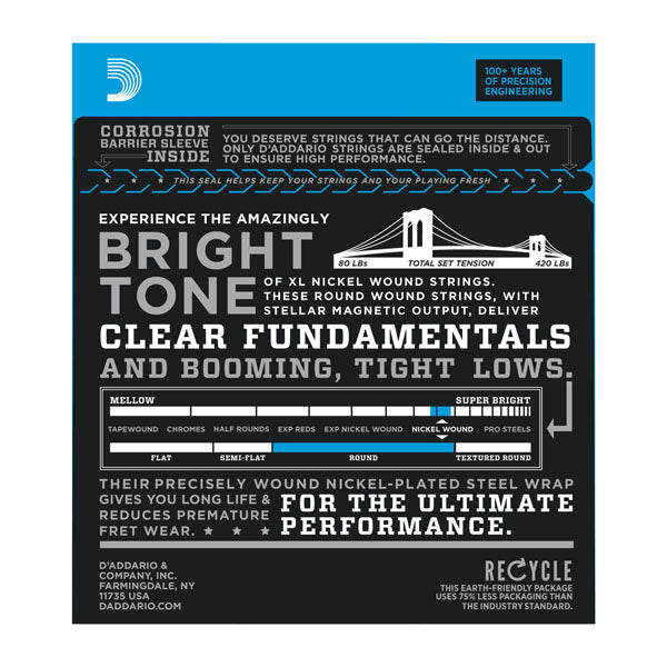 D'Addario - Electric Bass Strings #EXL170-6 - 6 String - Light Gauge - Long Scale