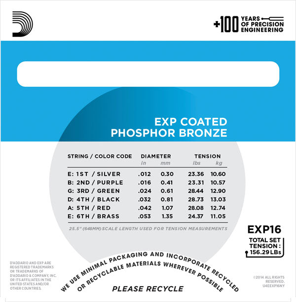 D'addario - EXP16 - Light Coated Acoustic Phospher Bronze