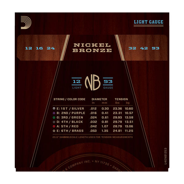 D'addario Nickel Bronze Wound Acoustic Lights - 12-53