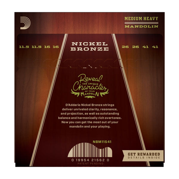 D'addario - NBM11541- Nickel Bronze Wound Mandolin Heavys - 11.5-41