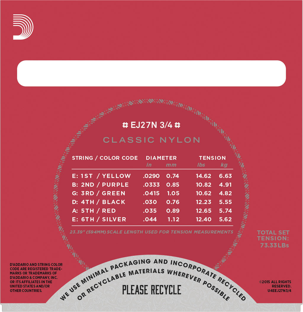 D'addario - EJ27N 3/4 - Classical 3/4 Strings