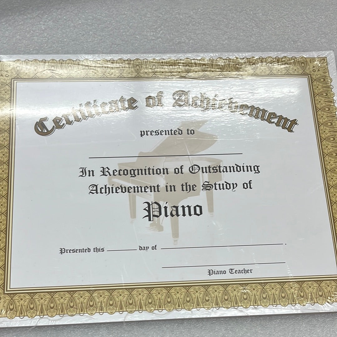 Cerrtificate Of Acheivement Piano (Book)