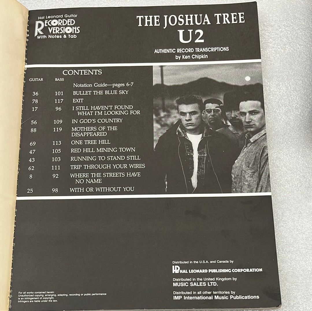 U2 - The Joshua Tree: Guitar Recorded Versions - 1997 (Used & Vintage)