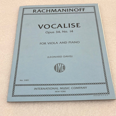 Rachmaninoff Vocalise Opus 34, No. 14 Viola / Piano (Book)
