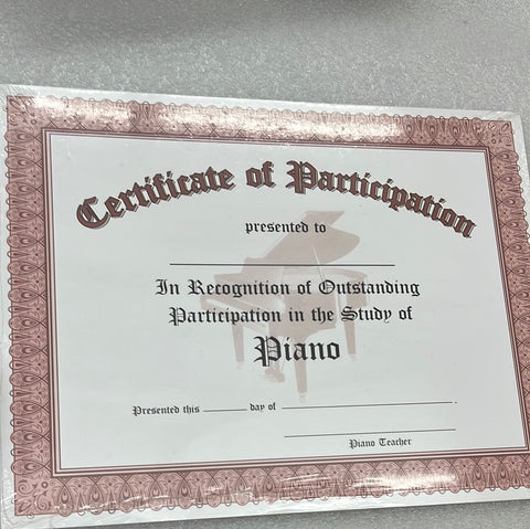 Certificate Of Particpation Piano (Book)