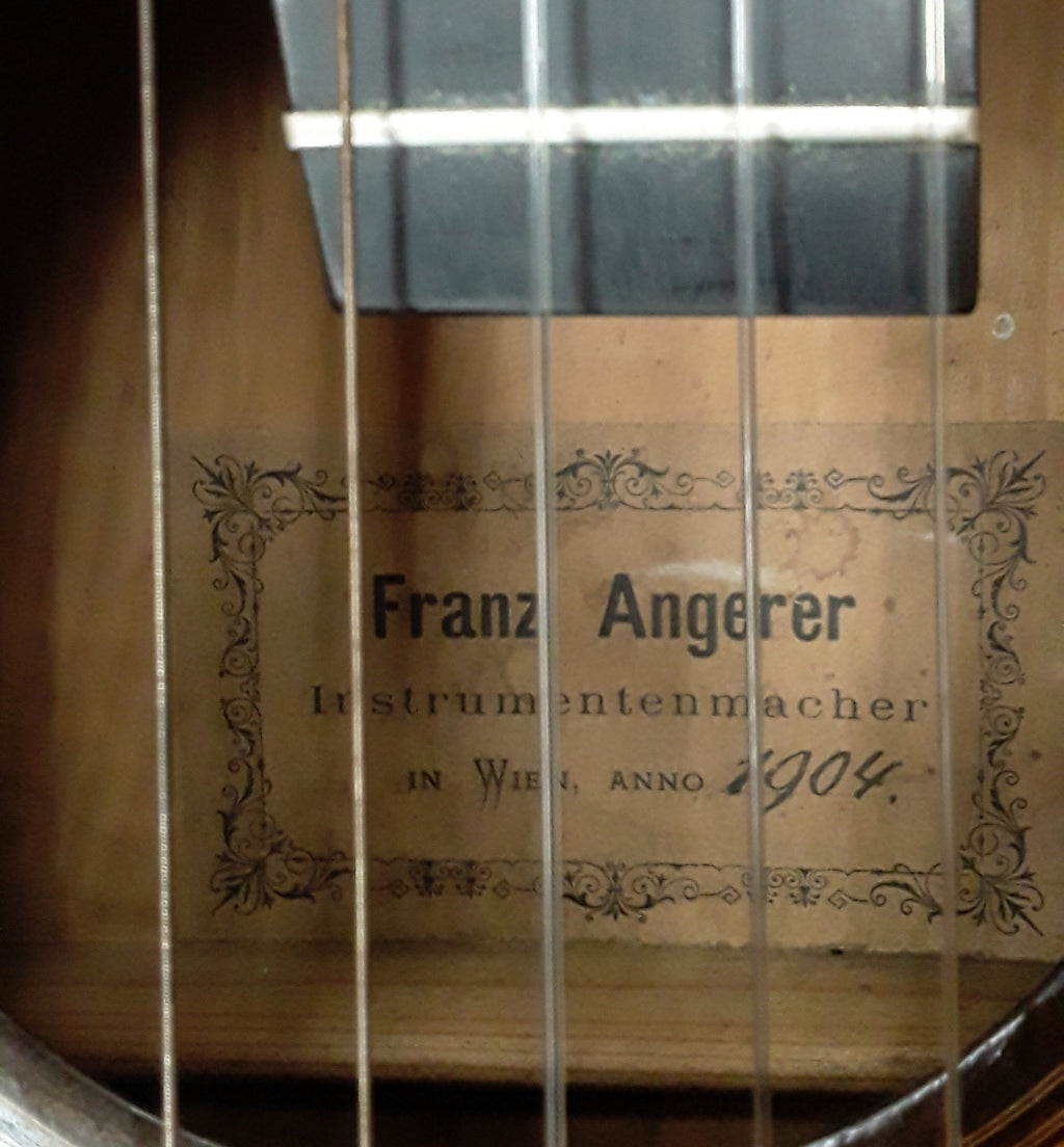 Very Rare Franz Angerer Romantic Guitar from ~1900 - Viennese style w/canvas bag