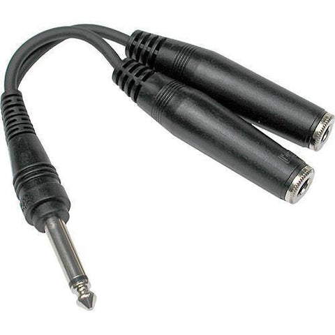 Hosa Y cable 1/4" TS (m) to Dual 1/4" TSF (f)