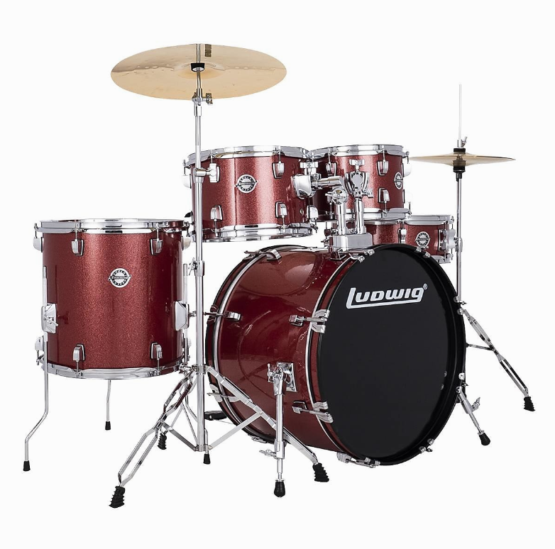 Ludwig BackBeat Complete 5-Piece Drum Set - Burgundy Sparkle